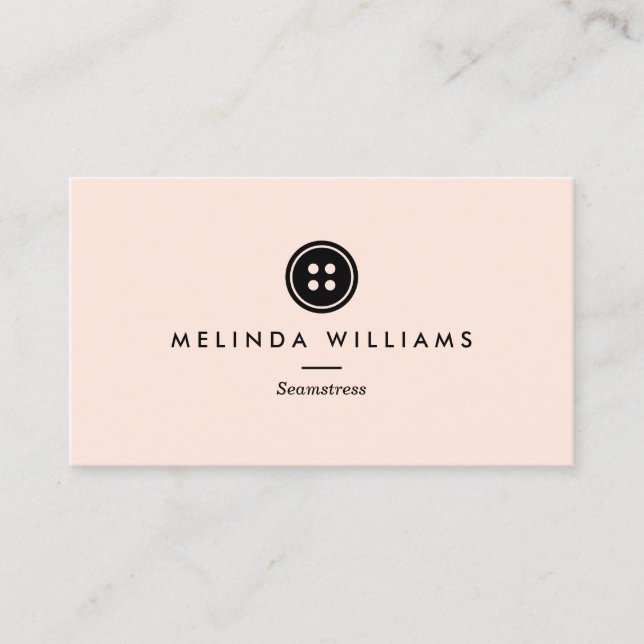 Modern Button Logo Seamstress, Sewing, Tailor III Business Card (Front)