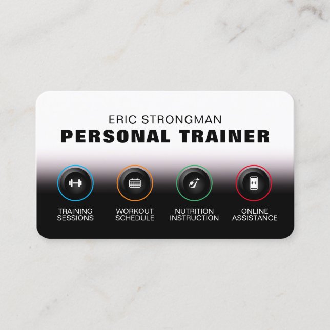 Modern button style fitness  business card (Front)