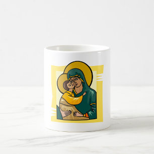 Modern Byzantine Virgin Mary and Child Religious  Coffee Mug