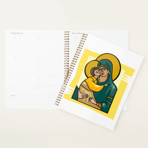 Modern Byzantine Virgin Mary and Child Religious  Planner