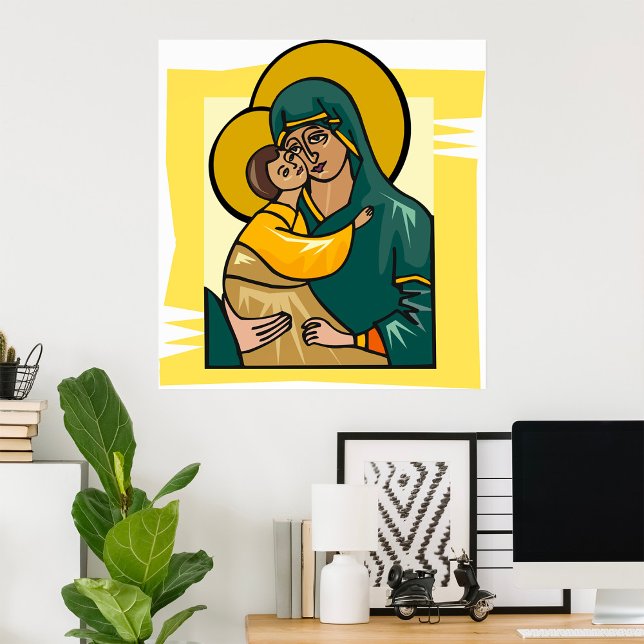 Modern Byzantine Virgin Mary and Child Religious  Poster (Creator Uploaded)