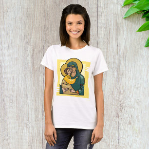 Modern Byzantine Virgin Mary and Child Religious T-Shirt