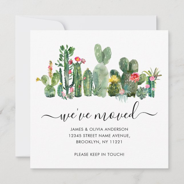 Modern Cacti Desert Plants We've Moved Moving Announcement (Front)