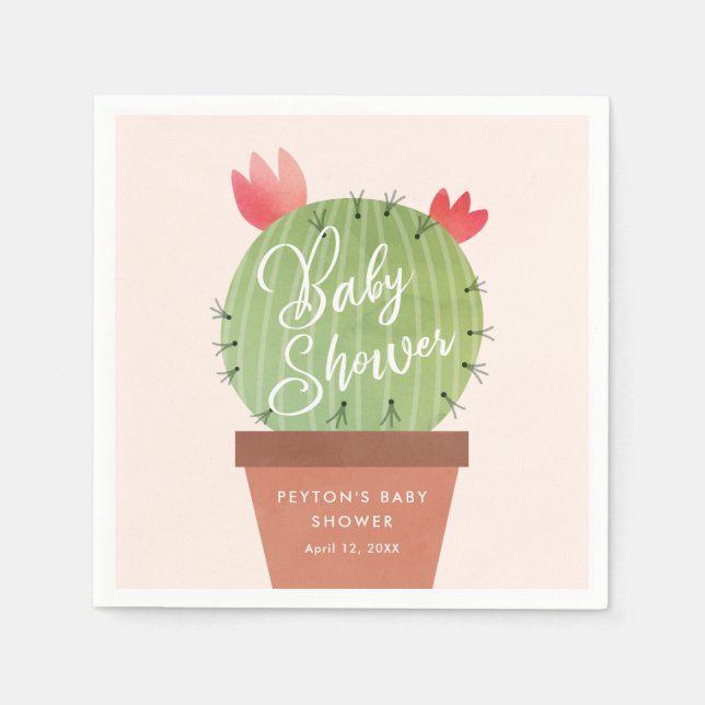 Modern Cactus Baby Shower Napkin (Front)