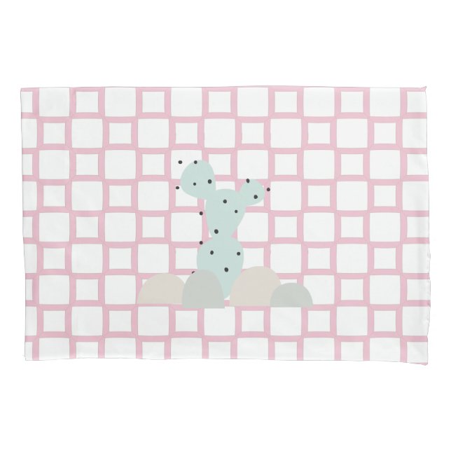 Modern Cactus Charm Pillowcase (Front-Left)