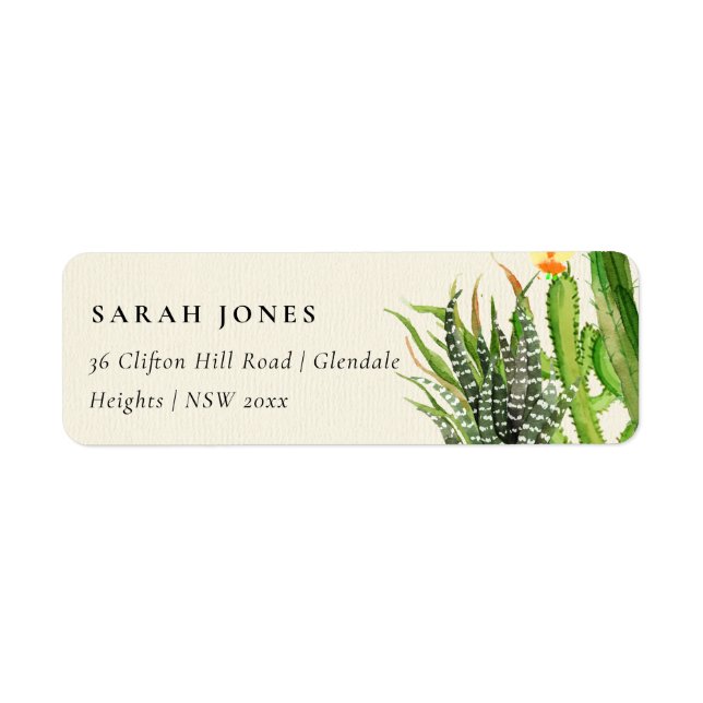 MODERN CACTUS FLORAL GARDEN WATERCOLOR ADDRESS (Front)