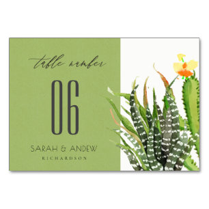 MODERN CACTUS FLORAL GARDEN WATERCOLOR TABLE NUMBER