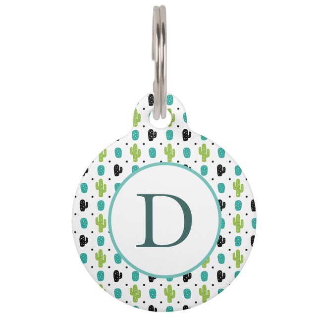 Modern Cactus flower pattern design Pet Tag (Front)