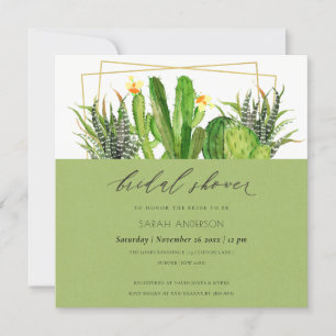 MODERN CACTUS GARDEN WATERCOLOR BRIDAL SHOWER INVITATION