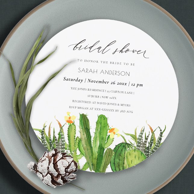 MODERN CACTUS GARDEN WATERCOLOR BRIDAL SHOWER INVITATION (Creator Uploaded)
