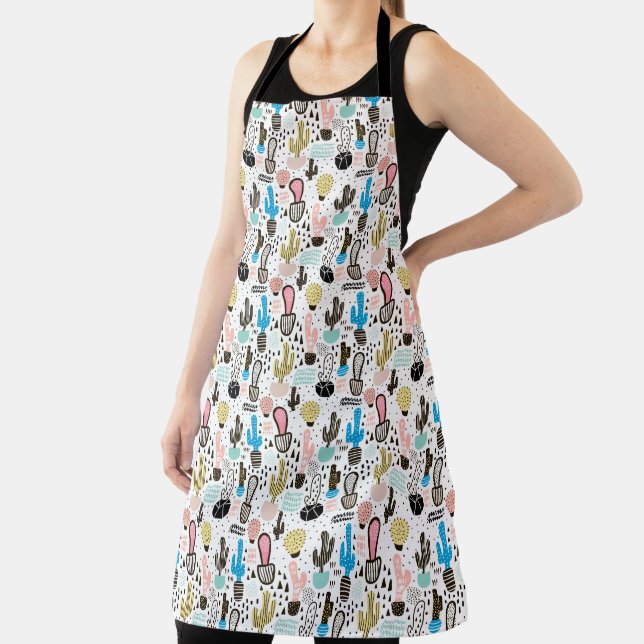 Modern Cactus Geometric Pattern Apron (Insitu)
