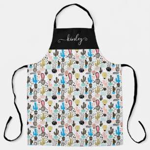 Modern Cactus Geometric Pattern Apron