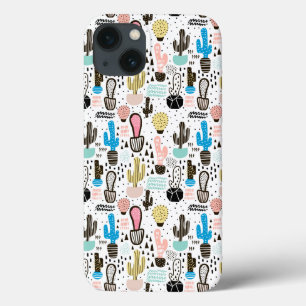 Modern Cactus Geometric Pattern iPhone 13 Case