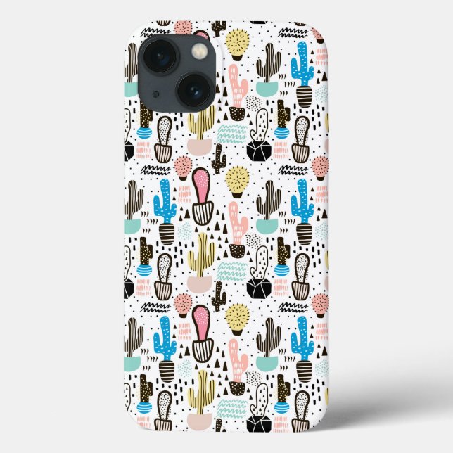 Modern Cactus Geometric Pattern Case-Mate iPhone Case (Back)