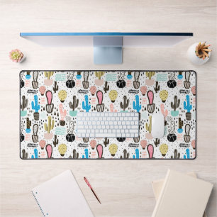 Modern Cactus Geometric Pattern Desk Mat