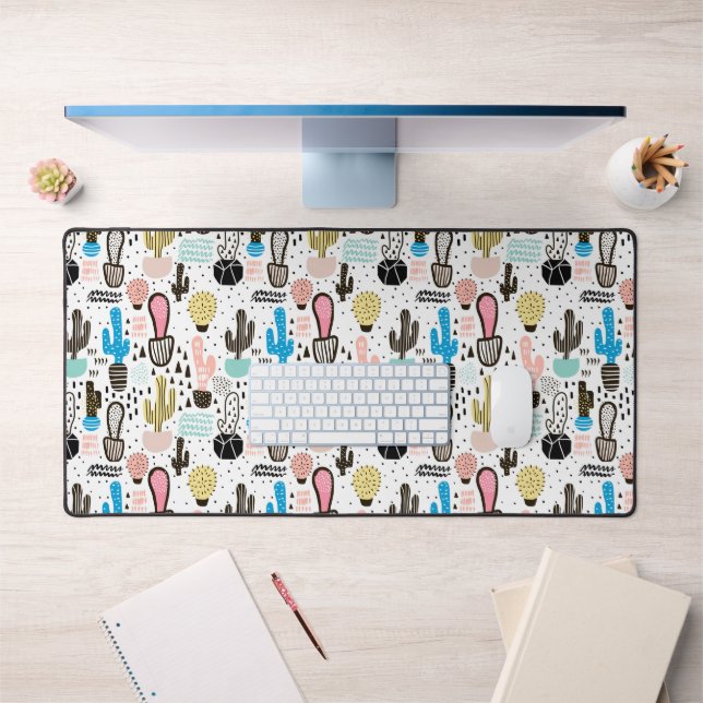 Modern Cactus Geometric Pattern Desk Mat (Office 1)
