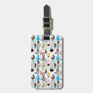 Modern Cactus Geometric Pattern Luggage Tag