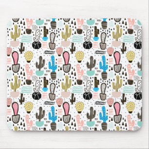 Modern Cactus Geometric Pattern Mouse Mat