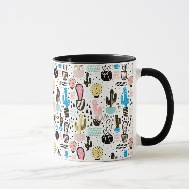 Modern Cactus Geometric Pattern Mug (Right)