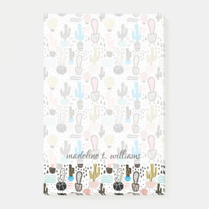 Modern Cactus Geometric Pattern Post-it Notes
