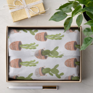 Modern Cactus Houseplants Hand Drawn Design Tissue Paper
