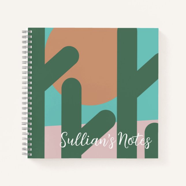 Modern Cactus Plant Reminder Notes Notebook (Front)