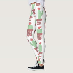 Modern Cactus Pot Plant Pattern Leggings