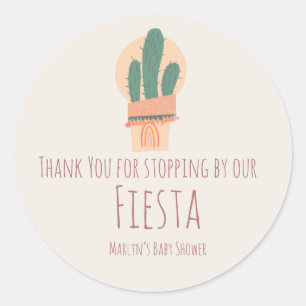 Modern Cactus Potted Plant Rainbow Bridal Baby Classic Round Sticker