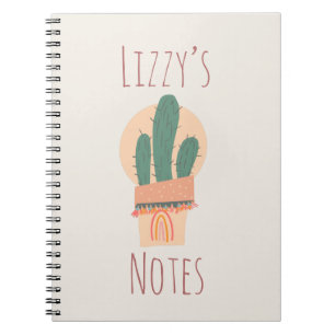 Modern Cactus Potted Plant Rainbow  Notebook