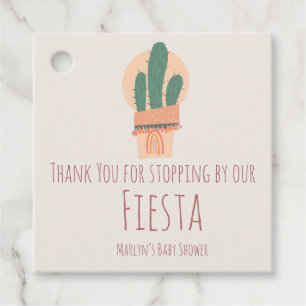Modern Cactus Potted Plant Rainbow Party Favour Tags