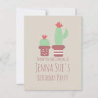Modern Cactus Potted Plants Birthday Party Card