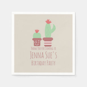 Modern Cactus Potted Plants Birthday Party Napkin