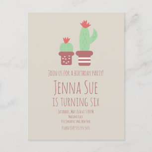 Modern Cactus Potted Plants Birthday Party Postcard