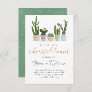 Modern Cactus Rehearsal Dinner  Invitation