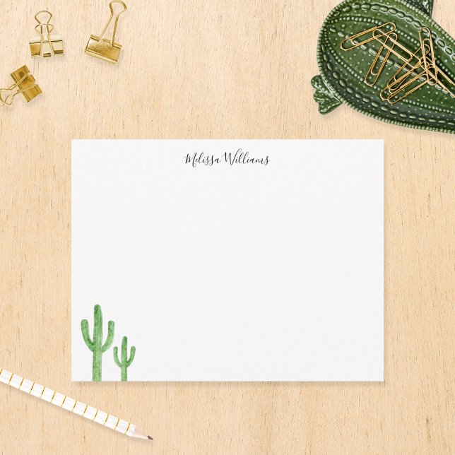 Modern Cactus Script Personalised Stationery Card (Creator Uploaded)