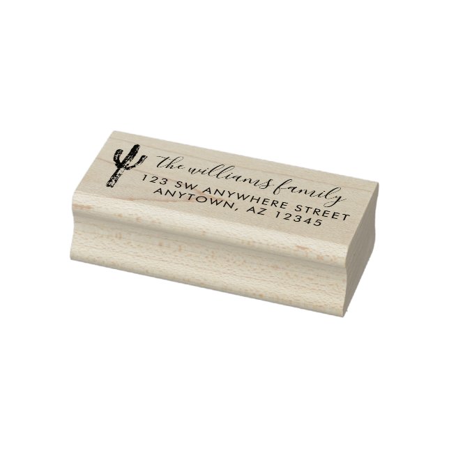 Modern Cactus Script Return Address Rubber Stamp (Stamp)
