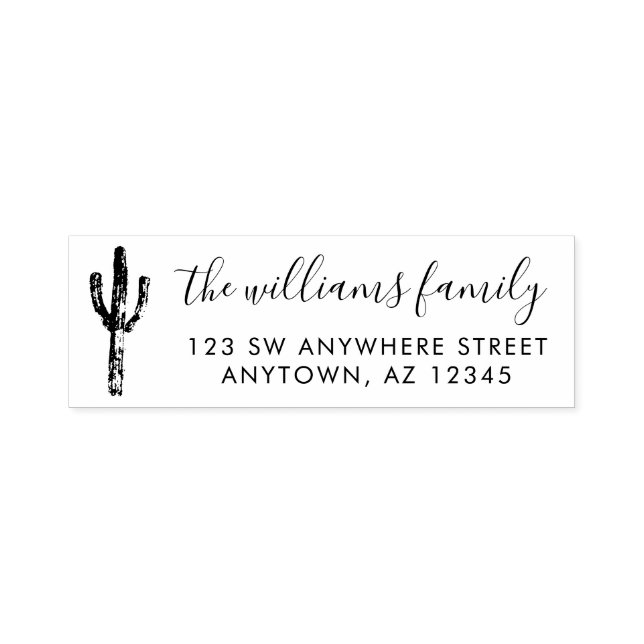 Modern Cactus Script Return Address Self-inking Stamp (Design)