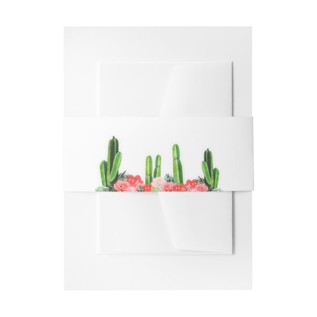 Modern Cactus, Succulent and Floral Invitation Belly Band (Front Example)