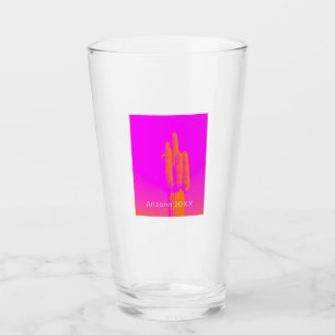 Modern Cactus TEXT Pink Orange Desert Photo Art  Glass