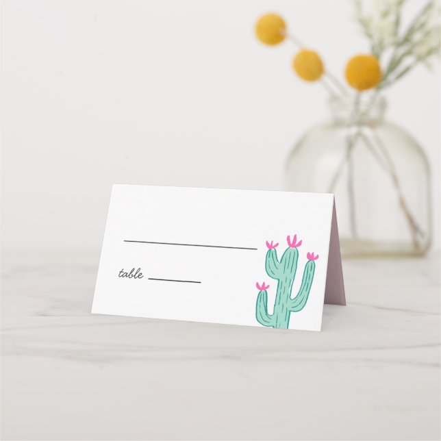 Modern Cactus Wedding Place Card (Front)