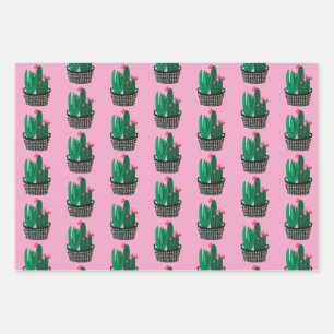Modern Cactus Wrapping Paper Sheets