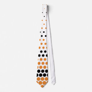 Modern Cadmium Orange and Black Polka Dot Tie