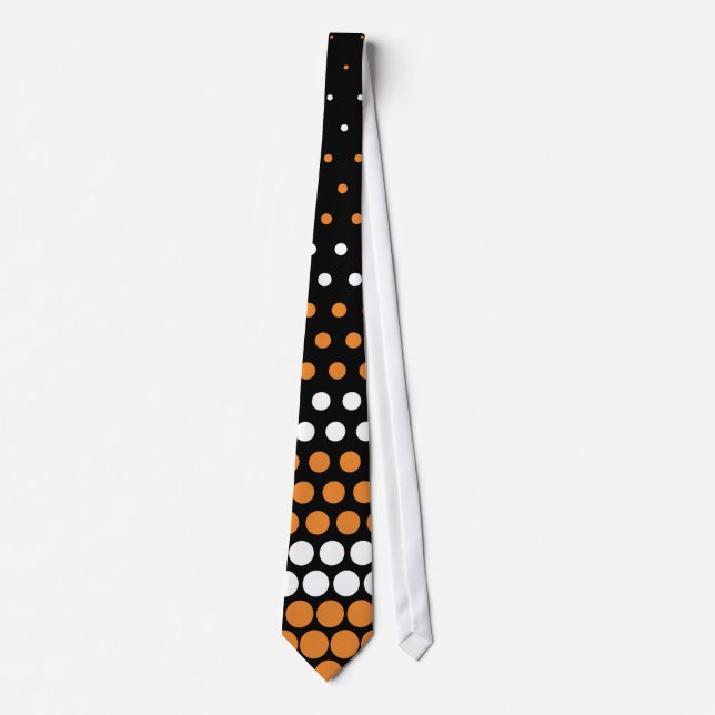 Modern Cadmium Orange and White Polka Dot Tie (Front)