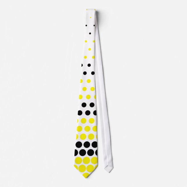 Modern Cadmium Yellow and Black Polka Dot Tie (Front)