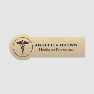 Modern Caduceus Symbol Medical Healthcare Name Tag