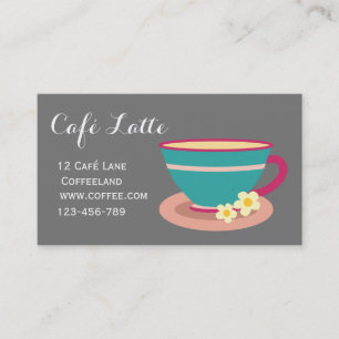 Modern cafe tea shop teacup camomile tea business card