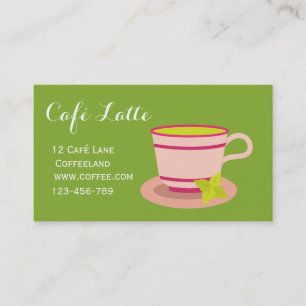 Modern cafe tea shop teacup mint tea business card