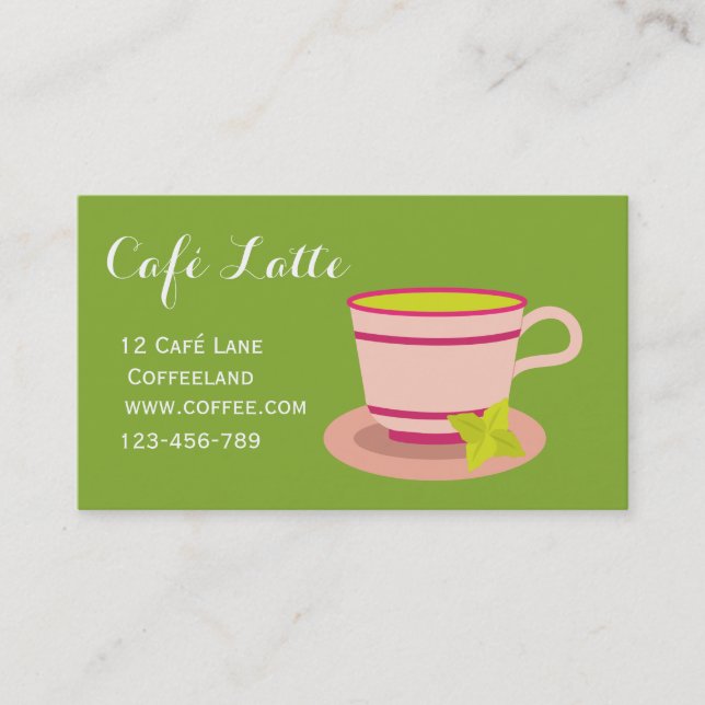 Modern cafe tea shop teacup mint tea business card (Front)
