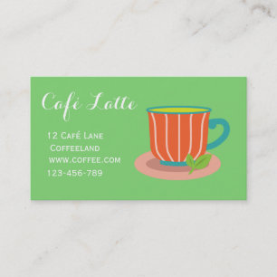 Modern cafe tea shop teacup peppermint business card