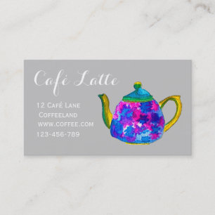 Modern cafe tea shop teapot business card